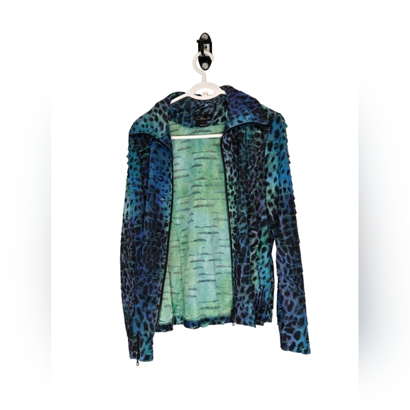 Vintage Clara S. 90s Cheeta Print Sheer Bomber Jacket Coat Made In USA Size L - Picture 3 of 8